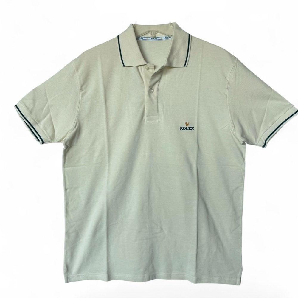 Rolex Light Yellow Polo Shirt Contrast Green Trim Size Medium- NEW IN PACKAGE